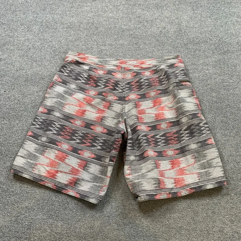 Patagonia Board Shorts Mens 38 Gray Wavefarer Aztec Abstract Motif Surf Swim